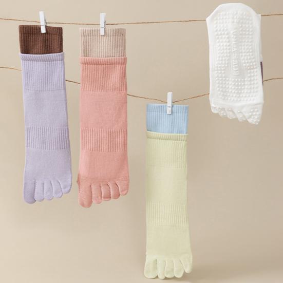 1 Pair Yoga Toe Socks with Non-slip Gripper Breathable Moisture-Wicking Ballet Dance Fitness Pilates Athletic Gym Sports Mid-calf Socks