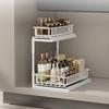 Large Capacity 2-Tier Under Sink Organizer Carbon Steel Slide Out Cabinet Storage Shelf  Bathroom