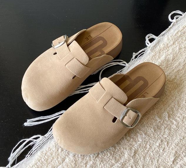 

Thick-soled heightening Birkenstocks, women s spring and autumn 2025 outer wear, one pedal, lazy bag head slippers, cork Boken shoes 35