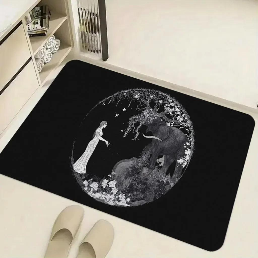 1PC Flower Pattern Kitchen Rugs Non-Slip Home Door Mats Pop Design Bathroom Rug Bath Mat Carpet for Home Sink Laundry Decor