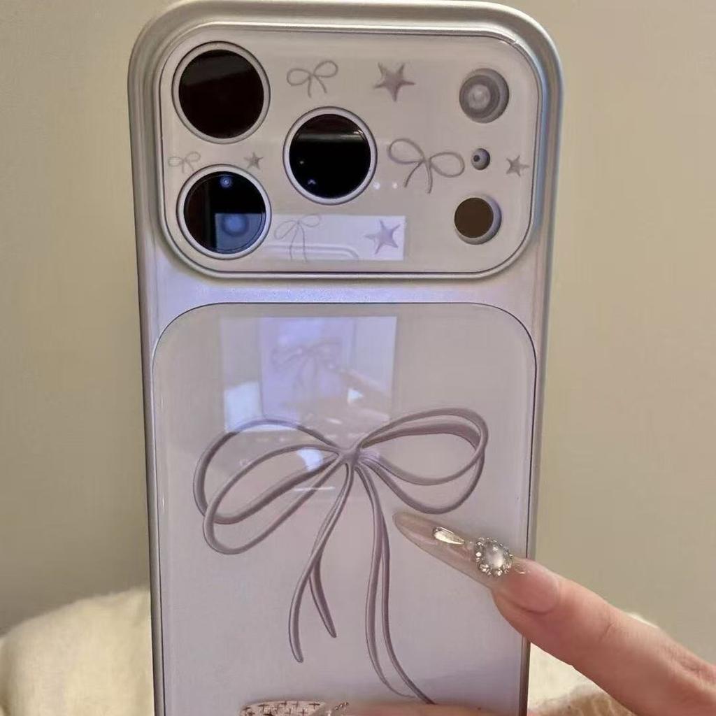 Ins bow stars for iPhone17promax Apple 16/15/14 Pro phone case seconds become female