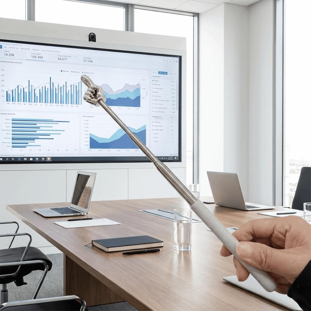 5pcs Stainless Steel Teaching Pointer 201 Stainless Steel TPR Grip Handle Telescopic Rod PP Finger-Shaped Tip Lightweight Design