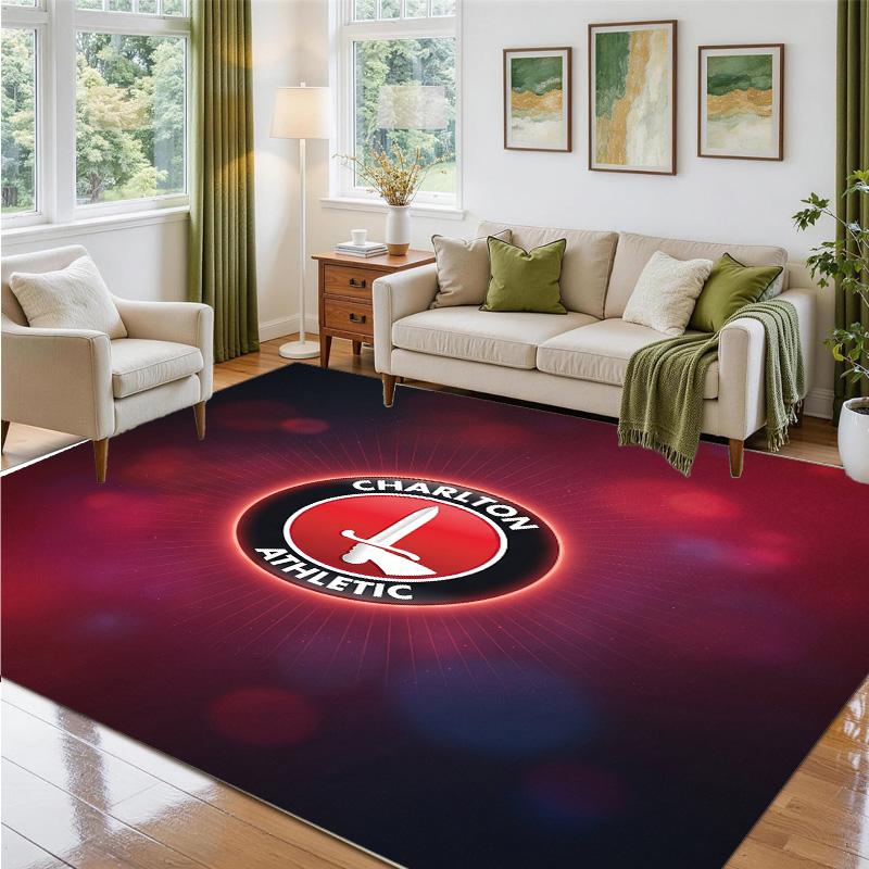 Charlton Athletic FC Design Crystal Velvet Rug Soft Decorative Mat for Bedroom Entrance