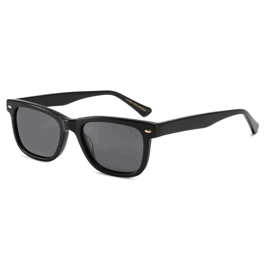 Acetate Polarized Sunglasses Men Women Classic Rivet Narrow Square Frame UV Protection Sun Glasses PC&black