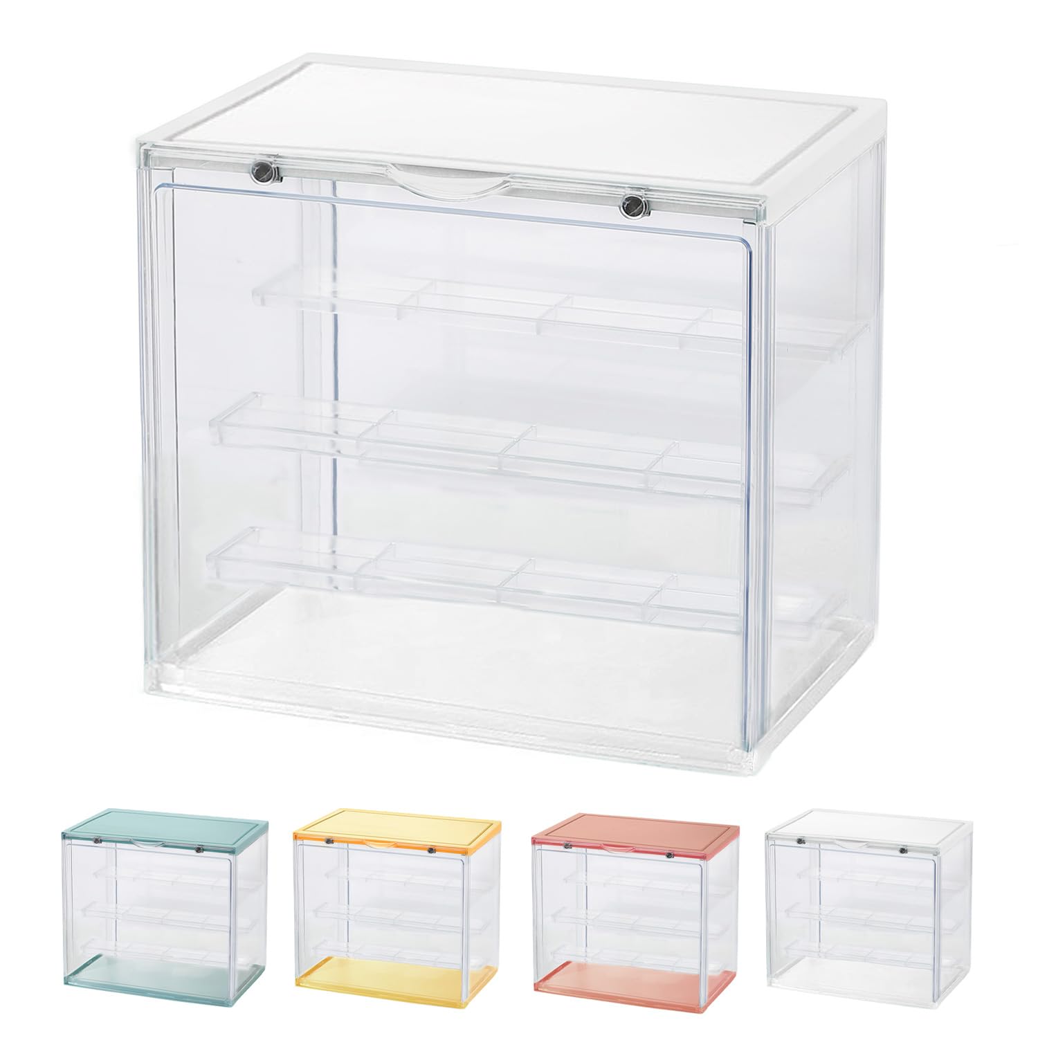 

CLEAN HOUSE Figure Acrylic Extra with Stickers for Collection Storage and Display Case, White, Large, Stackable,