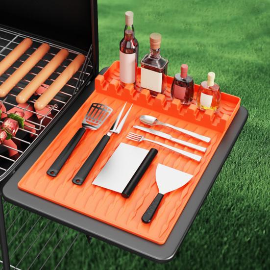 

Силиконовый коврик для барбекю для гриля Blackstone. Держатель лопаточки 16,14 X 11,6 дюйма. Термостойкий контейнер для посуды. Нескользящий аксессуар для кухонной столешницы.