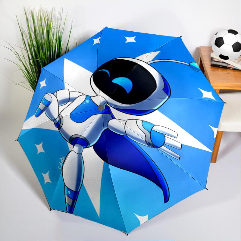 Ombrello Astro Bot Avventura Spaziale - Apertura/Chiusura Automatica, Ombrello Leggero Compatto a 8 Stecche Essenziale per Esterni Accessorio Picnic Ventaglio Regali