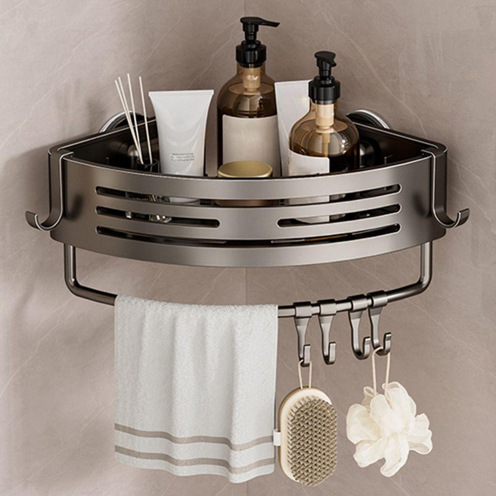 Practical Shower Storage Rack Triangle Corner Shower Rack Suction Cup Bathroom Shelves  Household