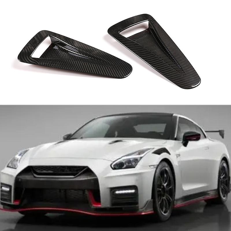 Car Real Carbon Fiber Front Engine Hood Air Vent Trim Fender Decoration Outlet Cover Trim for Nissan GTR R35 2008-2016