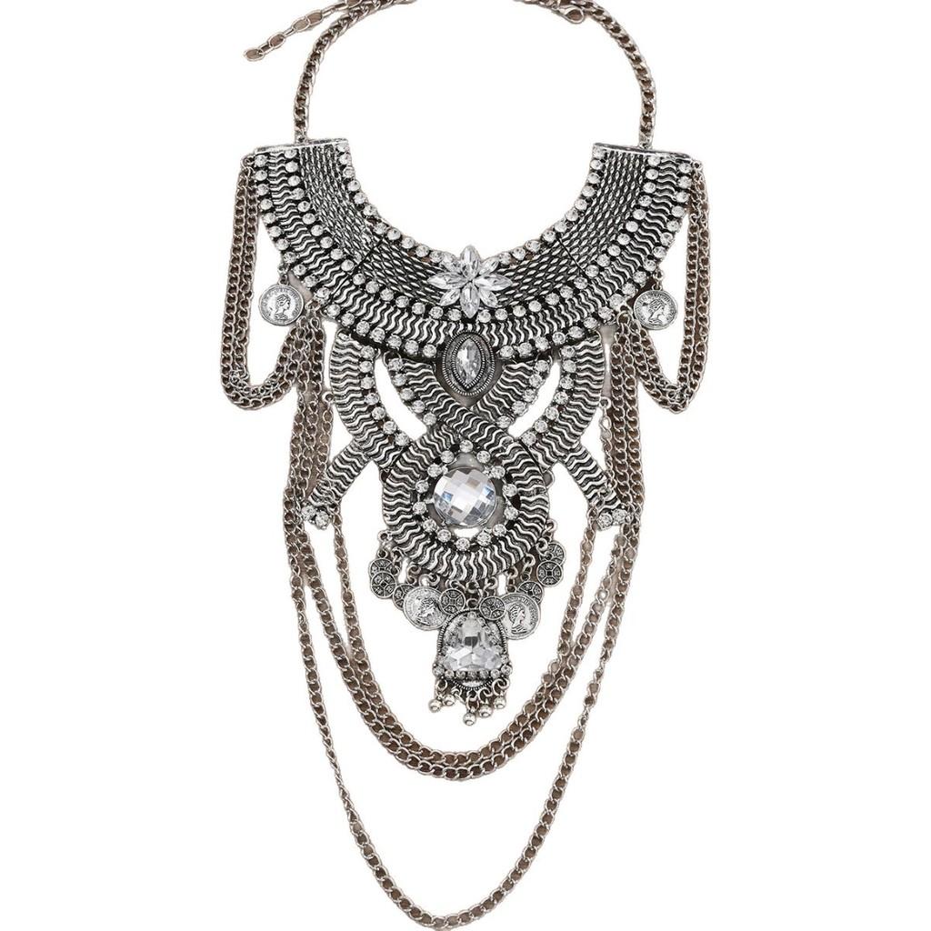 Artistic Alloy Pendant Necklace With Geometric Design And Tassels For Daily Use