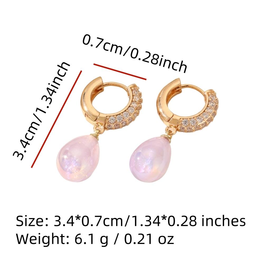 1 Pair Luxurious Water Drop Shape Imitation Pearls Dangle Earrings for Women Cubic Zirconia Jewelry Daily Wedding Party Accessories
