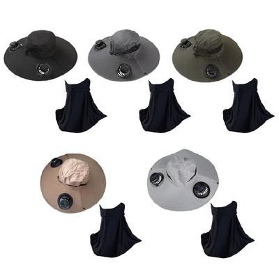 Outdoor Solar Fan Hat Neck Coverage Quickly Dry Fabric Hat Adjustable Sun Hat Sweat Absorbing Solar Fan Hat for Outdoor