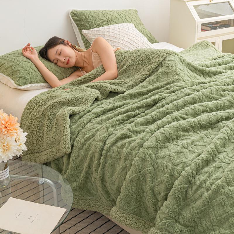 Lambswool & Taffeta Plush Multicolor Blanket - Ideal for Office, Autumn, Winter & All Seasons