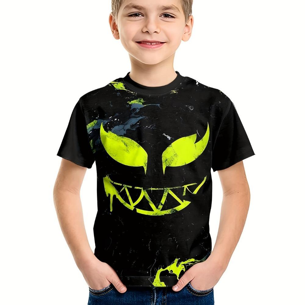 Kids Clothes Boys Tshirt Short Sleeve 3D Skull Print Children Summer Clothes Creative Stylish Streetwear Round Neck Girl Clothes