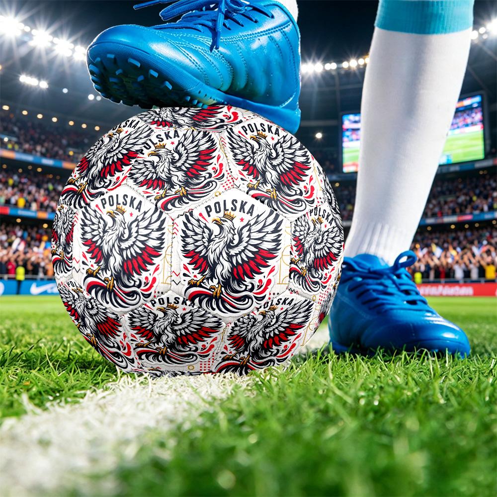 Poland Football Printed Size 5 Soccer Ball Wear Resistant Standard Adult Training Football Fan Gift for Indoor Outdoor Match Sports
