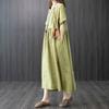 Estate nuove donne moda manica corta o-collo di mezza età in cotone e lino abito ampio abito casual abiti femminili