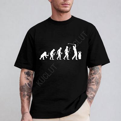 Fashion Brand Clothing Golf Evolution of Man Men's Tee Shirt Round Neck Shirt Short Sleeve Breathable Fashion Casual Shirt Tops