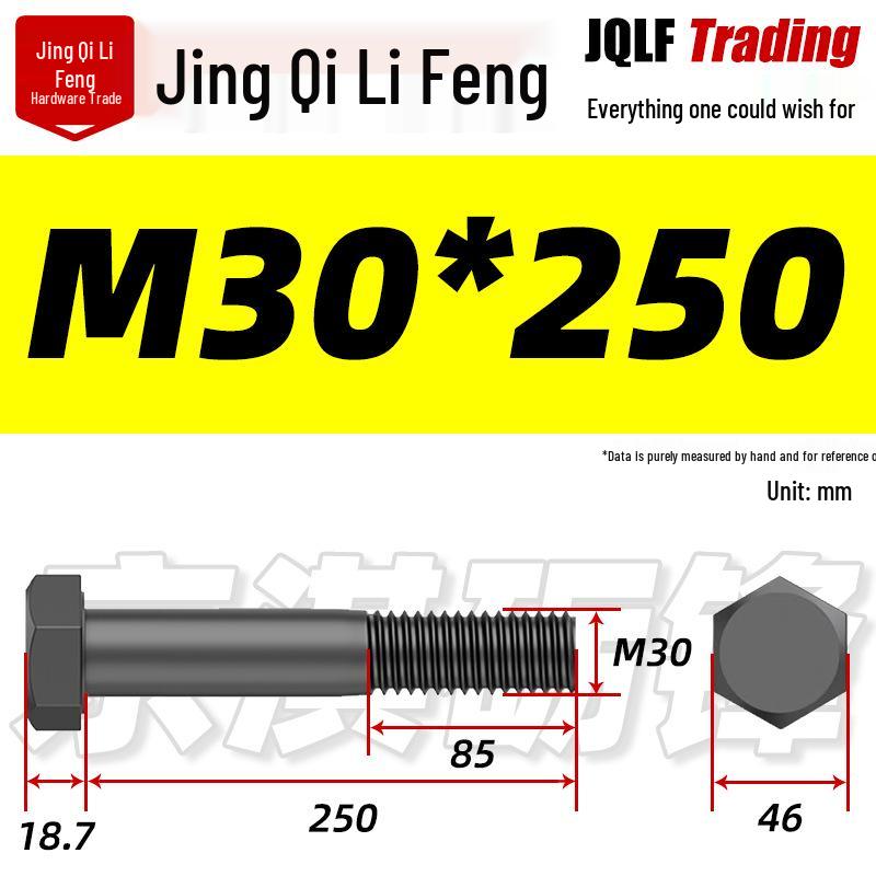 M27-M39 Grade 12.9 Blackened Half-Thread Hexagon Bolt