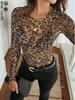 2026 Chic Leopard Print Mesh Bodysuit Top for Women