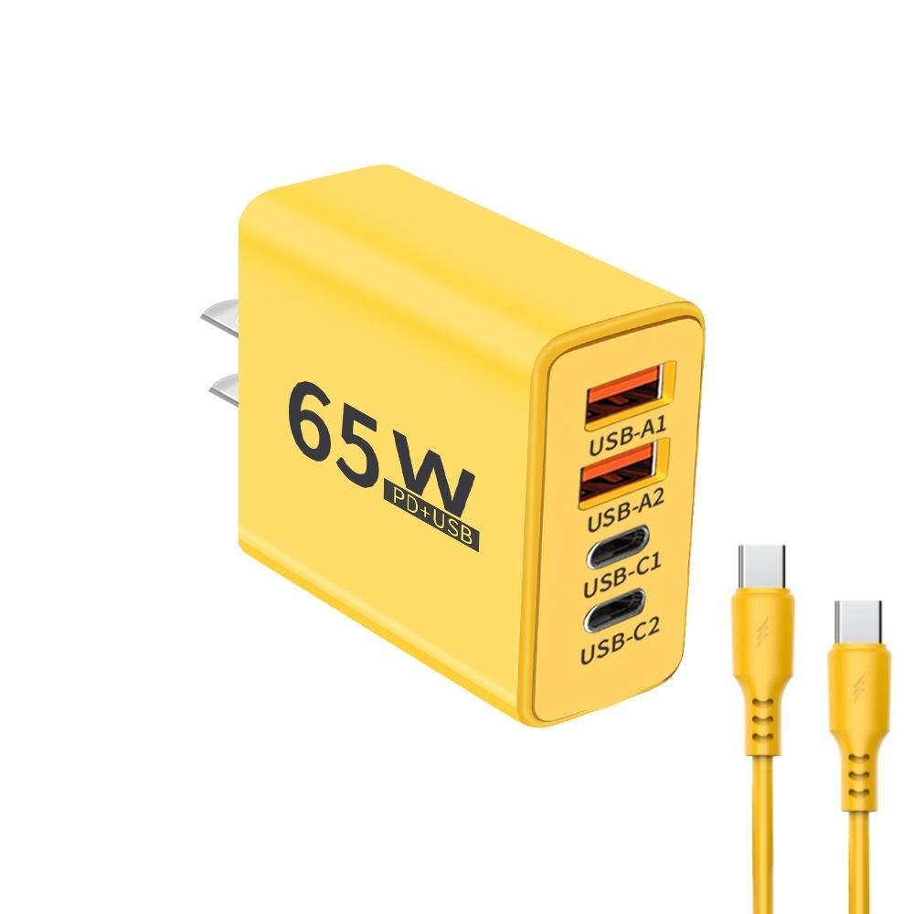 65W USB C Charger Fast Charge Type C PD Quick Charging Wall Adapter with USB To Type C Data Cables Adapter EU/US Plug Charger