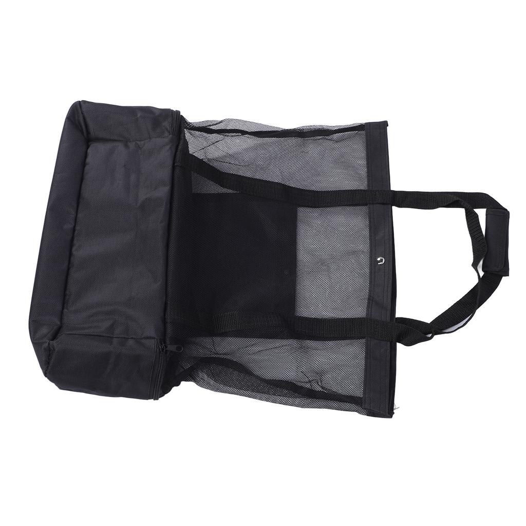 Black Mesh Beach Bag Insulated Zip Closure 2 Handles Reusable Lunch Bag for Picnic Camping