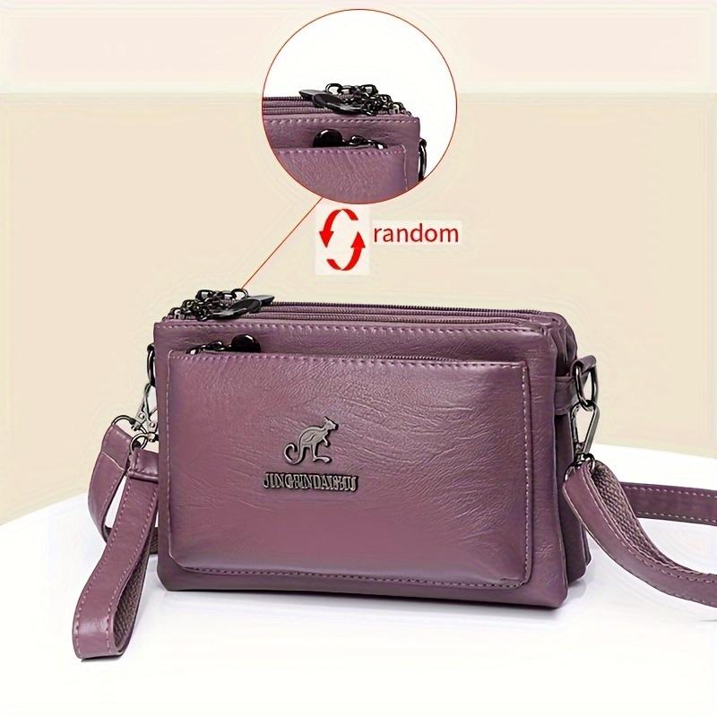 Sac Bandoulière Chic en Faux Cuir pour Femmes - Imperméable, Pochette Multi-Couches avec Fermeture Éclair - Disponible en Marron