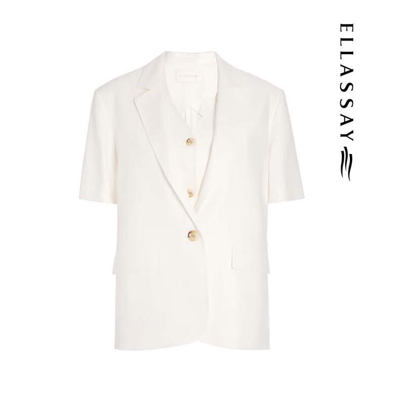 ELLASSAY Women's Comfortable One-Button Relaxed Fit Short Sleeve Blazer