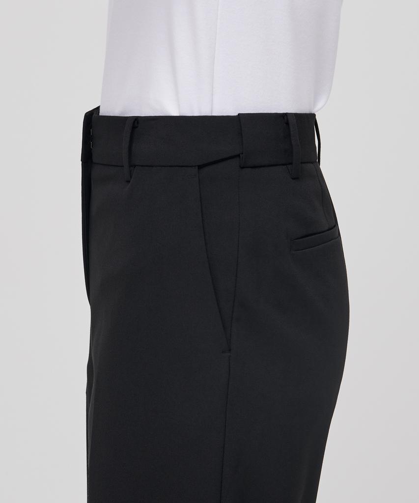 MUSINSA STANDARD WOMAN Women'S Lightweight Straight Hidden Banding Slacks [Black]