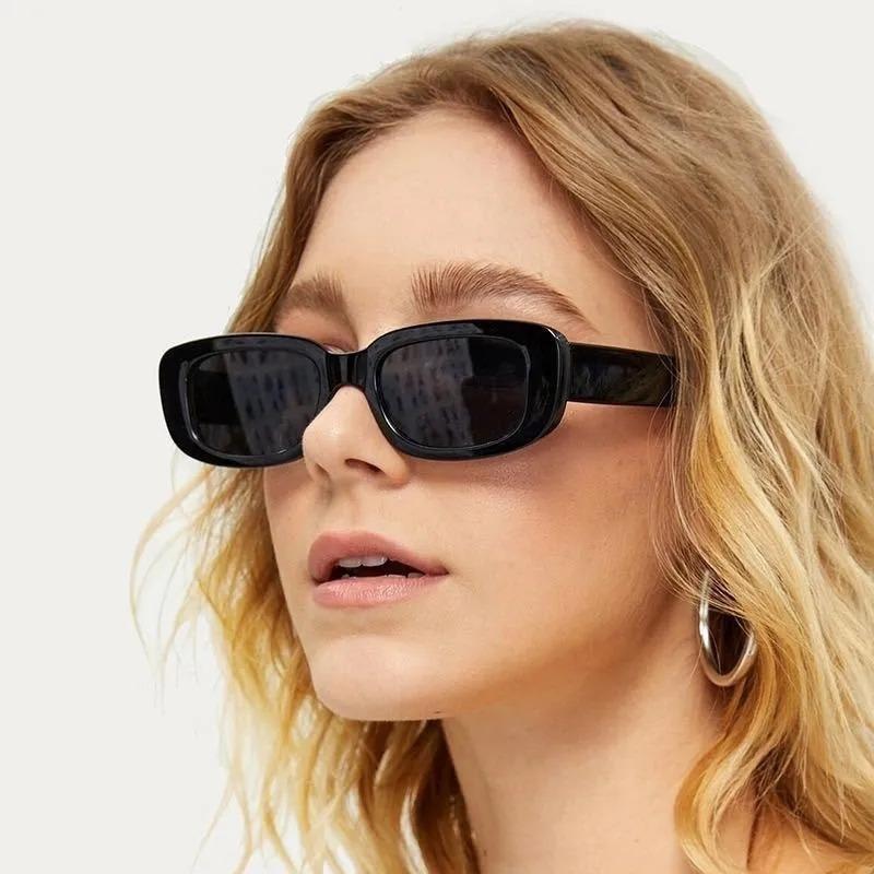 non-polarized 1pcs Square Sunglasses Women Rectangle Couple Sun Glasses Unisex Small Gradient Lens Fashion Oval Retro Glasses