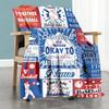 Blue Softball Customize Your Name Blanket Lightweight Personalized Blanket Soft Warm Cozy Great for Sofa Picnics Bed Livingroom All-Season Use