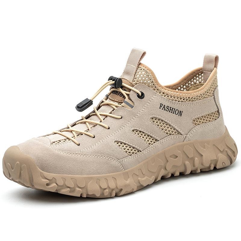 

Summer Safety Shoes Men Breathable Steel Toe Work Shoes Indestructible Security Safety Boots Men Protective Work Sneakers 40 хакі
