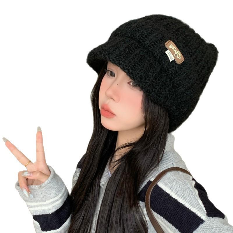 Hat for Women In Autumn and Winter Versatile Knitted Wool Hat Outdoor Travel Windproof Warm Hat Fashionable Casual Bag Head Hat Korean
