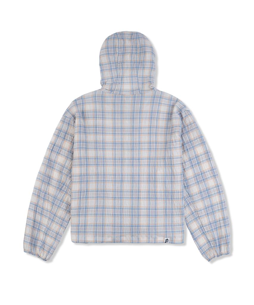 Kruxh Seersucker Crop Kapuzen-Windjacke Himmelskaros