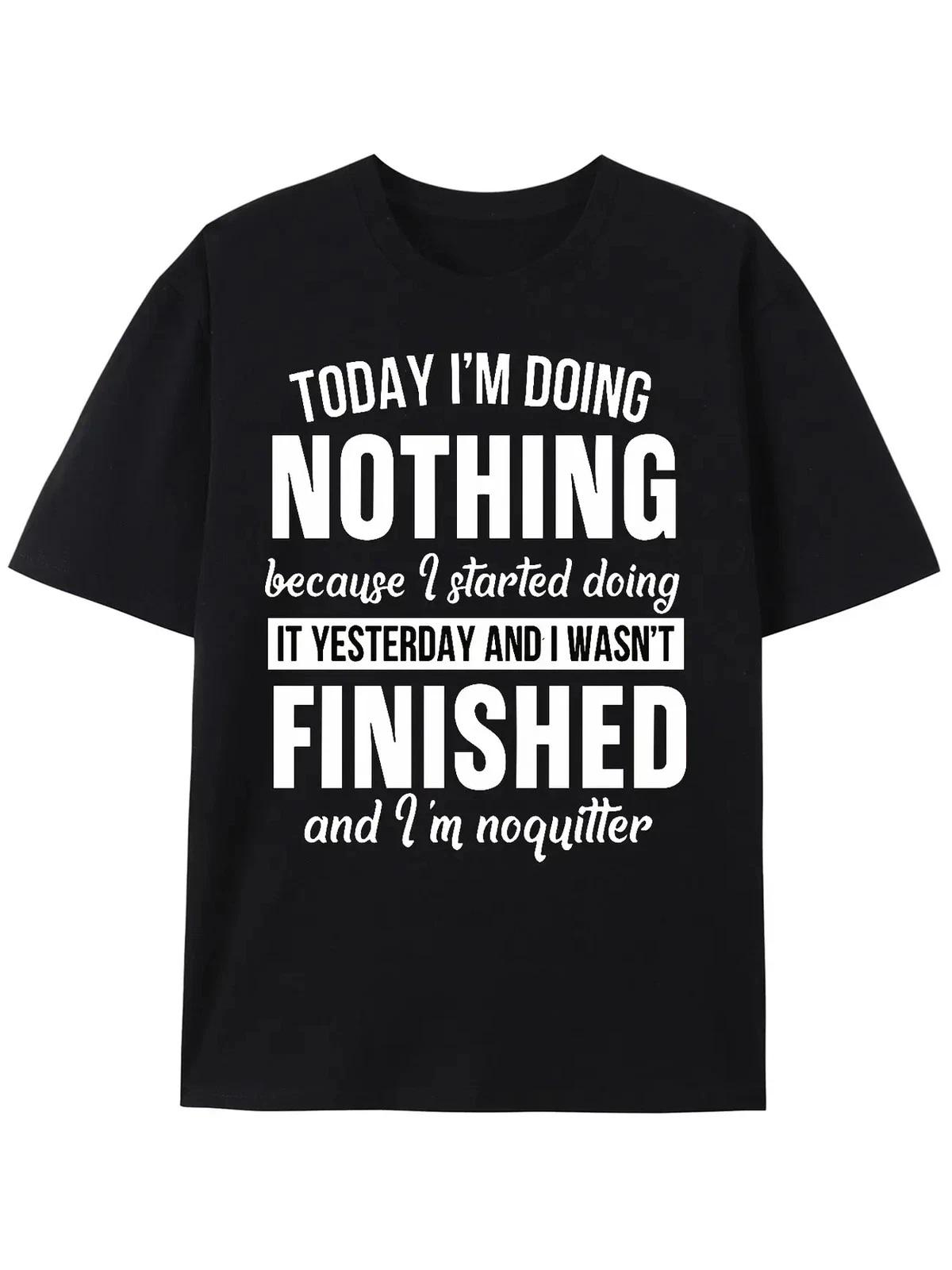 Funny Doing Nothing Slogan Pattern Print Men s T shirt, Graphic Tee Men s Summer XL