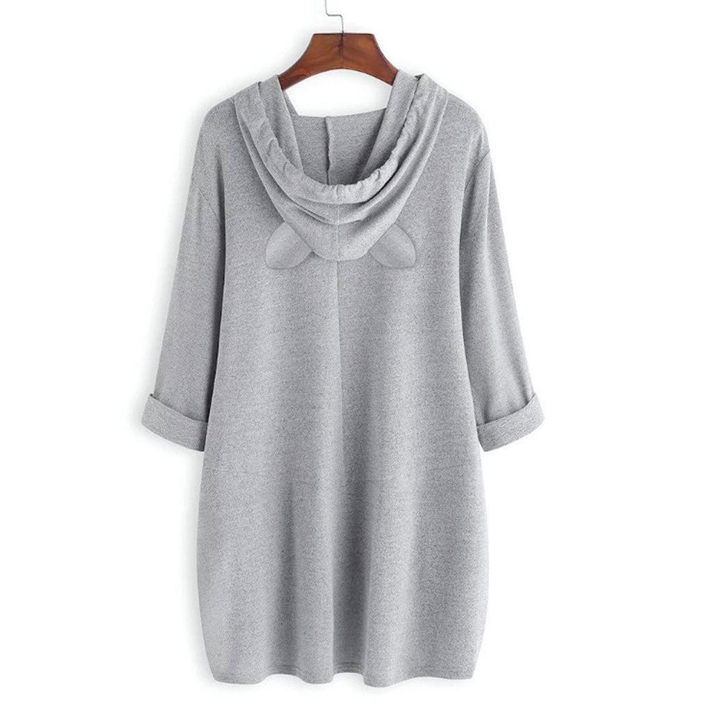 Fashion Women Casual Halloween  Print Hooded Long Sleeve Pocket Shirt Top