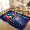 City Cyberpunk Theme Crystal Velvet Floor Rug Personalized Custom Name Text Warm Carpet Home Decoration