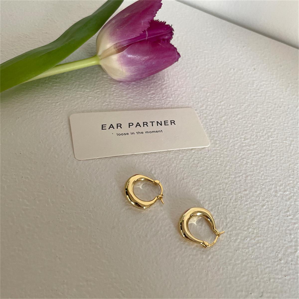 

925 Silver Needle Plain Ring Earrings Women s Light Luxury Small Fat Ring Ear Buckles Exquisite Fashion Autumn and Winter New Earrings 925 silver needle