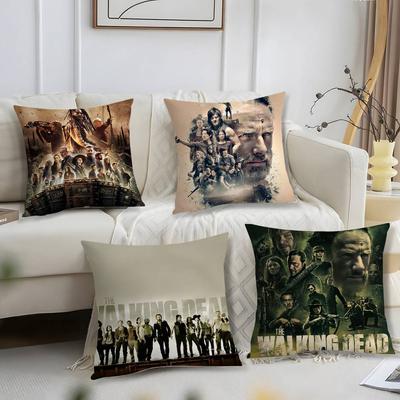 La funda de almohada W-walking dead Felpa corta Estampado Funda de cojín Cuadrado Fundas de cojín para lanzar Sofá Decoración del hogar