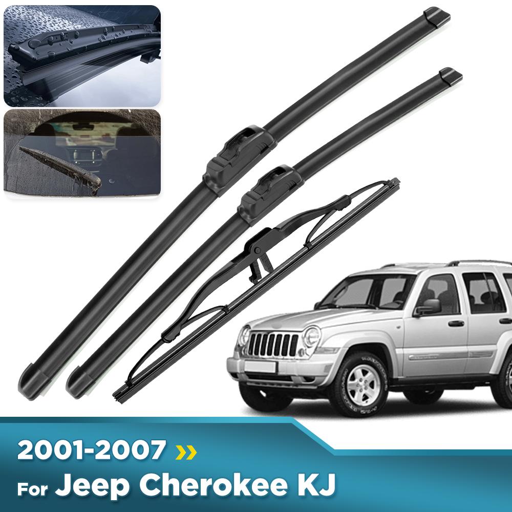 For Jeep Cherokee KJ 2001-2007 2002 2003 2004 Wiper Front & Rear Wiper Blades Windshield Windscreen Window Brushes 19"+19"+11