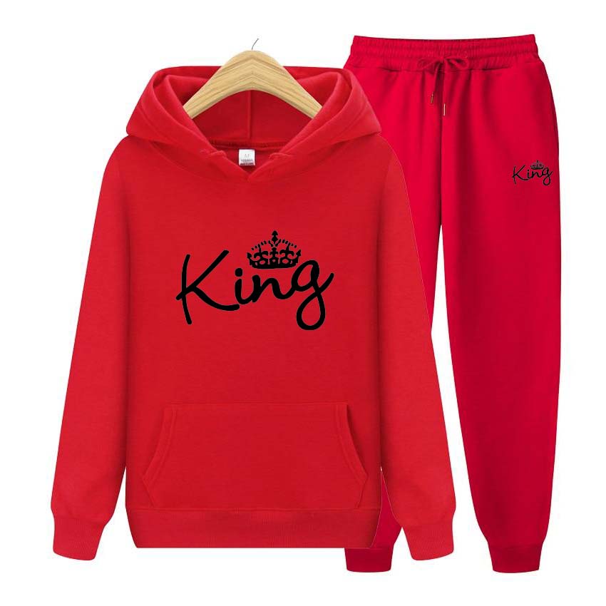 Men Tracksuits Set Spring Autumn King Print Sweatshirt Long Sleeve Hoodie Set Men Womens Hoodies Pants Clothes