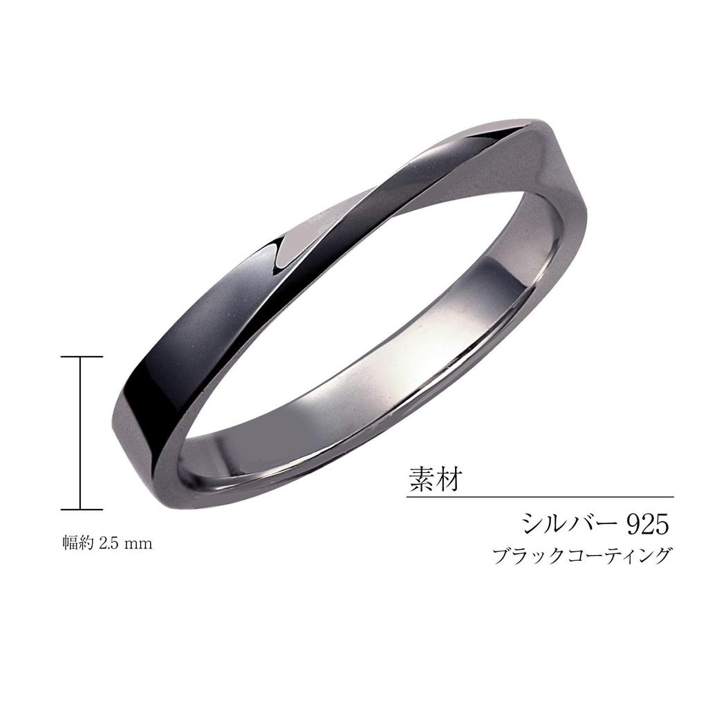 Lala Christie Men's Twist Design Ring, Silver 925 [BLACK LABEL], Size 21, R14050-b-21