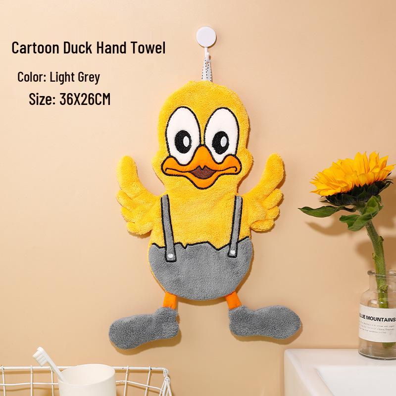 Cartoon Bear Duck Hanging Hand Towel - Absorbent & Quick-Drying for Bathroom.