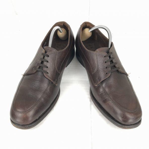 80s-90s Vintage USA FLORSHEIM Leather U-tip 25.5 Dark Brown Grain Dress Business shoes(USED)