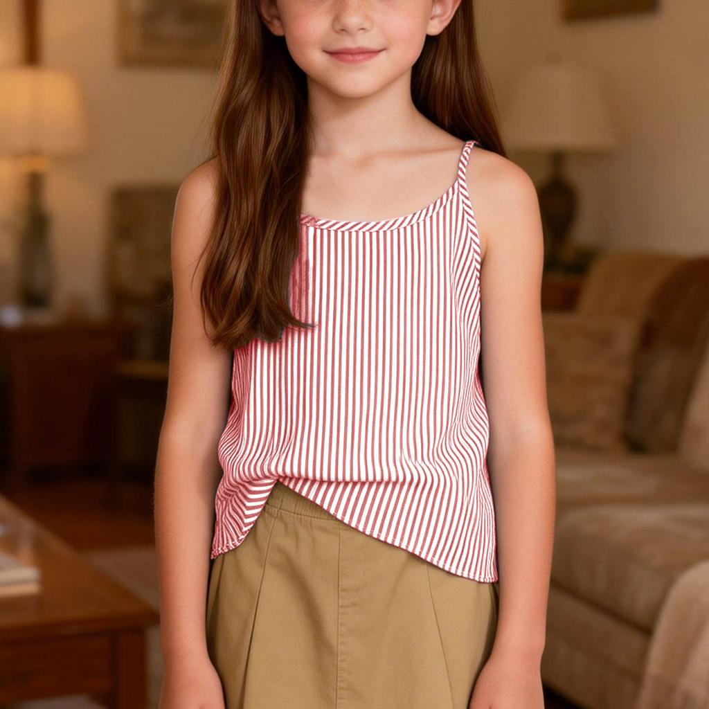 Children's Fashionable And Cute Striped Sleeveless Camisole Casual Girls' Top