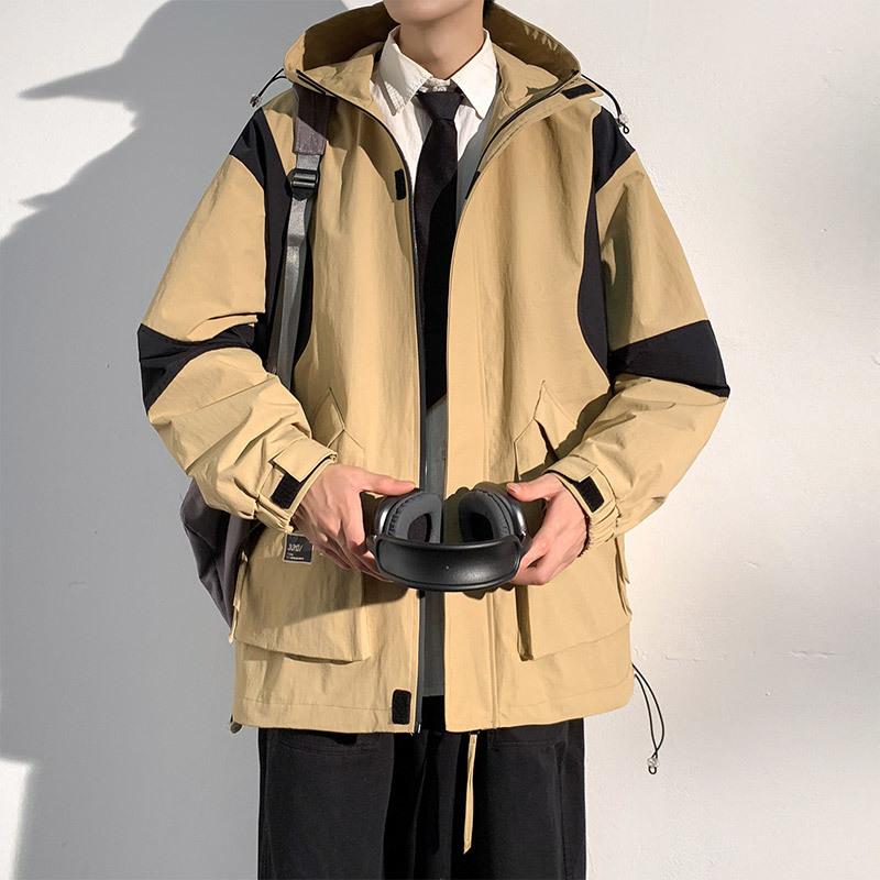 Hooded Jacket Men's Spring and Autumn Trendy Loose Handsome Casual Jacket Large Size Loose Youth Jacket Men's Jacket