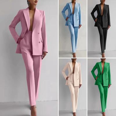Kadın 2 Parça Takım Seti İş Blazer Ceket Şık Kalem Pantolon Takımı Profesyonel İş Ofis Kıyafetleri