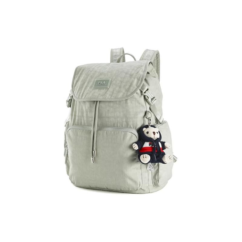 Fila Casual Flap Large Capacity Fabric Backpack With Small Size Women Backpack Light-Sand-Green F13W429167FLG