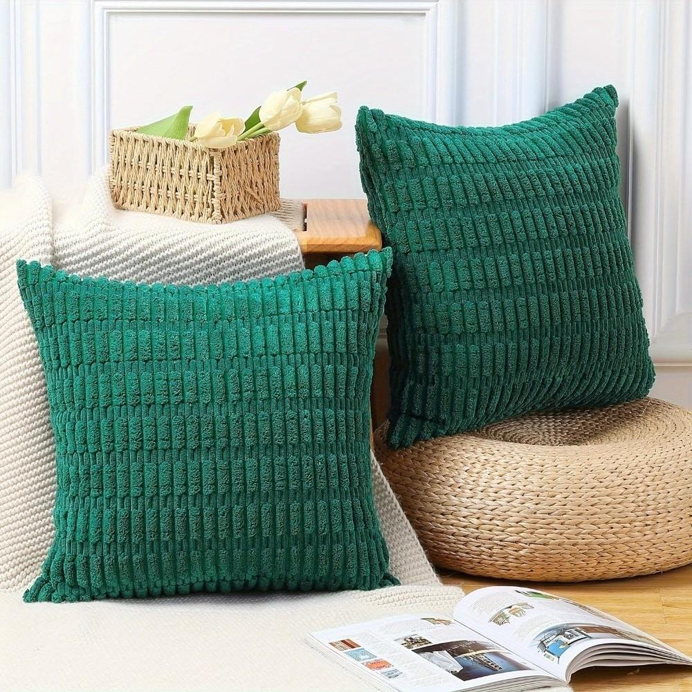 2 pieces/set Velvet Texture Corduroy Pillowcase Soft Ribbed Velvet Cover Throw Pillow Living Room