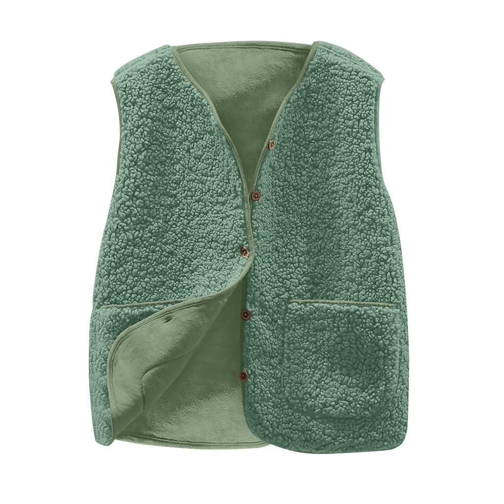 Women's Fashion Casual Loose Lamb Wool Female Short Winter Vest