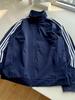 Men's Retro 3 Stripe Stand Collar Track Jacket Casual Short Bomber Sports Coat